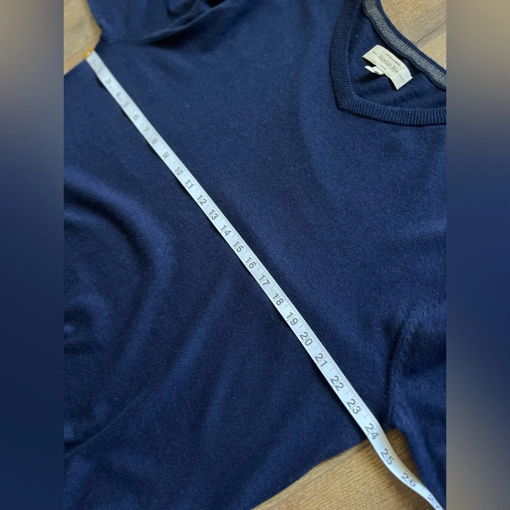 Hawker Rye Cashmere cotton blend‎ navy V-neck Sweater men’s XL